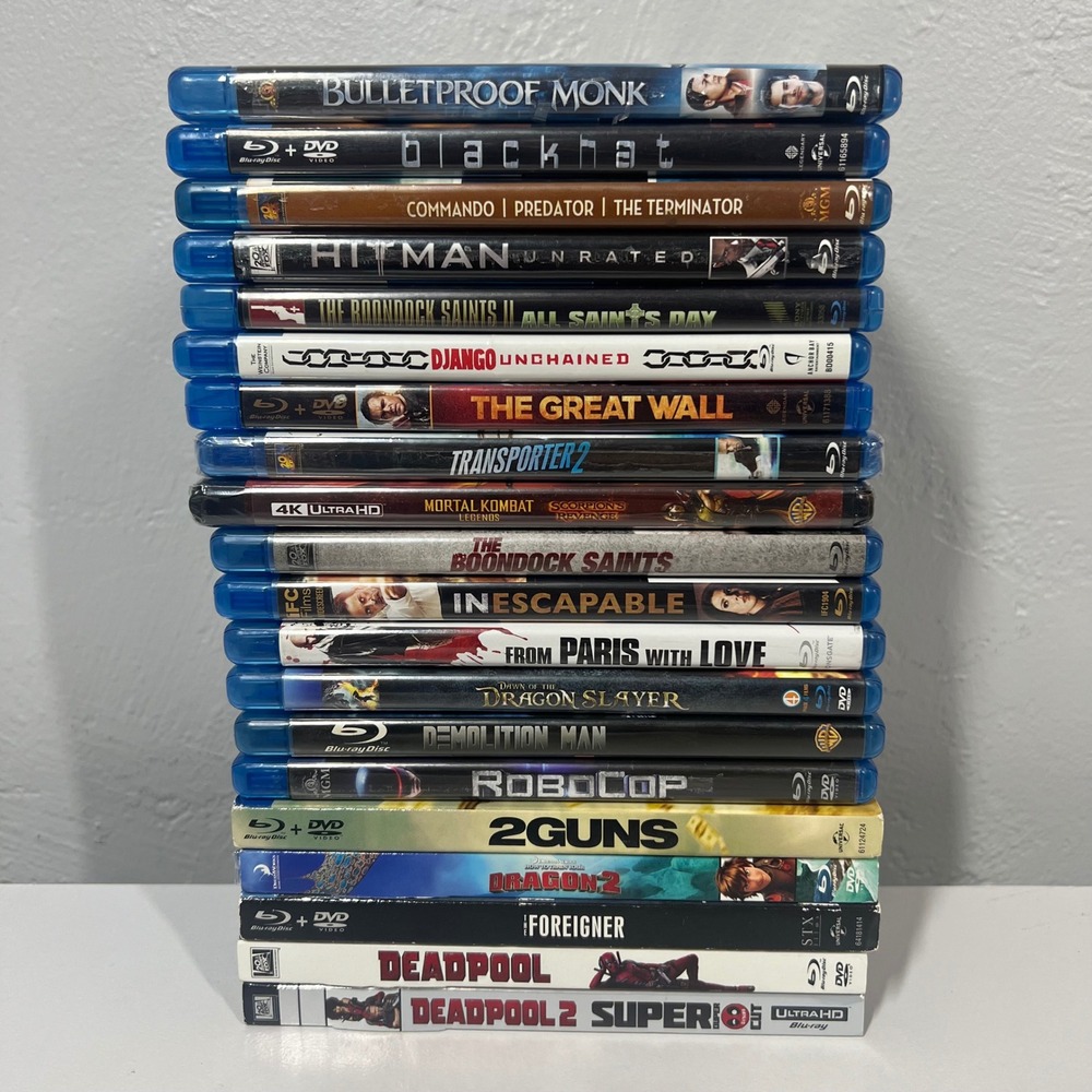 Action Movie Lot 20 Blu-ray 4K UHD Deadpool Boondock Saints Django Unchained